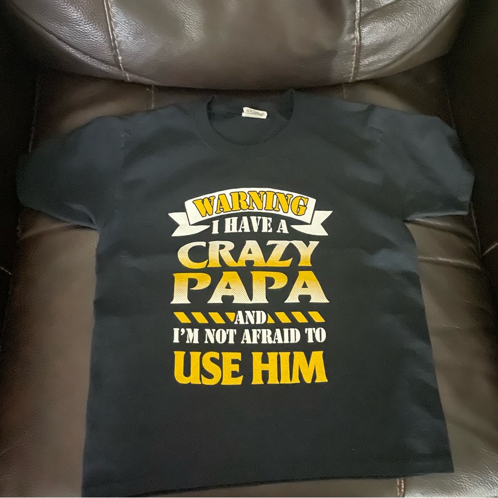 Fruit of the Loom Black Kids Tee with Yellow and White Print